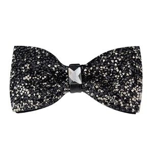 Mens Rhinestone Embellished Pre-Tied Bow Tie Black